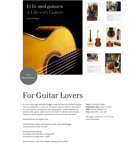 Read about Kenneth Brogger and his exciting guitar-related experiences, and the other guitar makers he has met both in Denmark and abroad.