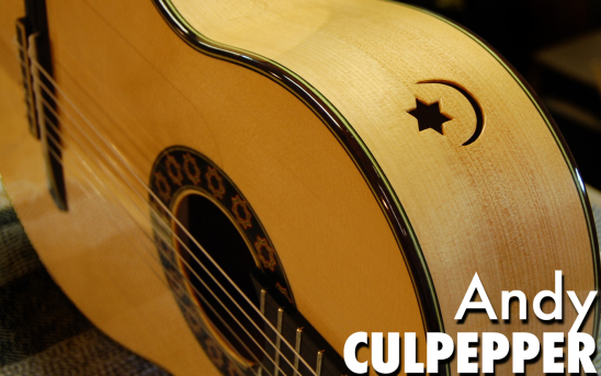 Andy Culpepper's new flamenco blanca guitar depicts a long journey.
