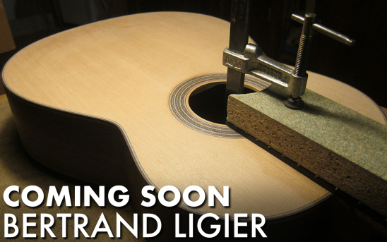 Coming Soon: After building eleven spruce-top guitars, Bertrand Ligier will make his first cedar guitar for GSI!