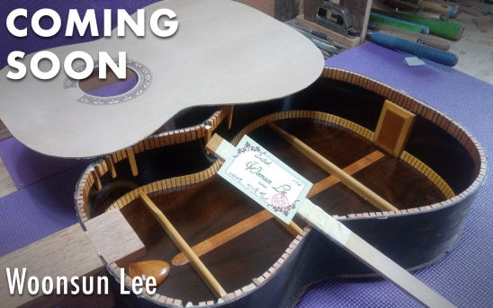 Korean luthier, Woonsun Lee, builds his newest GSI guitar from his limited stock of wood.