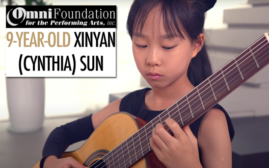 9-Year-Old Classical Guitar Prodigy, Xinyan (Cynthia) Sun, Performs Leo Brouwer's "Sonata No. 1".