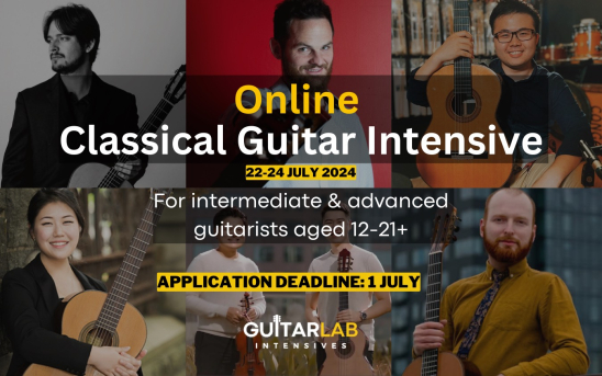 Guitarlab, a 3-day online intensive for advanced classical guitarists, is back for 2024!