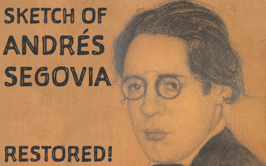 Restoring a Rare Sketch of Andres Segovia by Manuel Angeles Ortiz