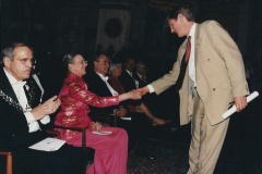 Kenneth and Queen Margrethe II at Copenhagen City Hall after Kenneth received the Hetsch Medal and the Danish arts and crafts award Kunsthåndværkerprisen