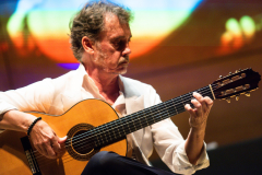 Flamenco guitarist Paco Serrano demonstrating one of the finalist flamenco guitars