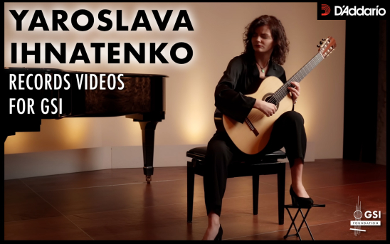 Yaroslava Ihnatenko graba videos para la serie "On Location with D'Addario" de GSI