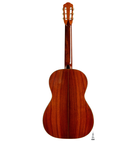 The back of a 1928 Hermann Hauser I (ex Julian Bream) classical guitar made of spruce and CSA rosewood