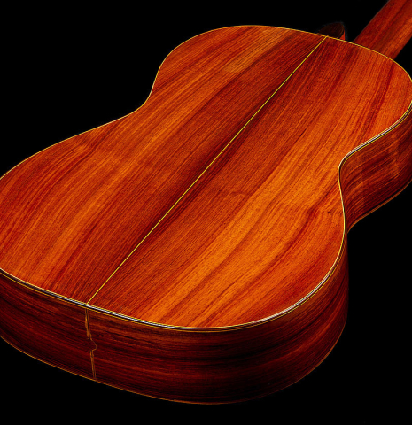 The back and sides of a 1928 Hermann Hauser I (ex Julian Bream) classical guitar made of spruce and CSA rosewood