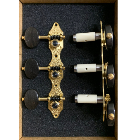 A set of Barnett “Landstorfer” Engraved Brass plate/ebony buttons/white rollers