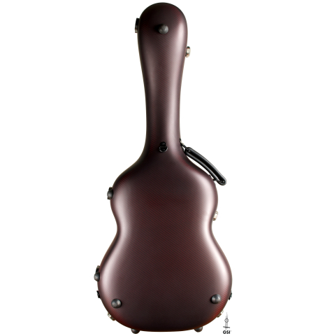 The underside of a “Luthier Series Classical Guitar Carbon Case” by Leona Cases - Matte Bordeaux