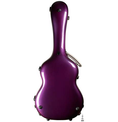 The underside of a “Luthier Series Carbon Case” by Leona Classical Guitar Cases - Dark Pink