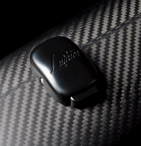 The latch on a “Luthier Series Classical Guitar Carbon Case” by Leona Cases - Matte Black