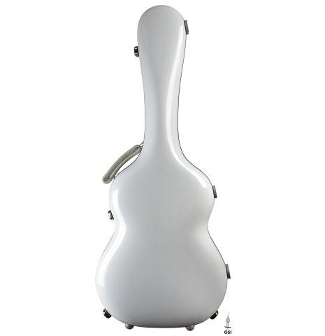 The outside of a “Luthier Series Carbon Case” by Leona Cases - White