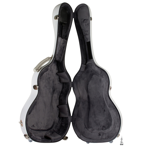 The inside of a “Luthier Series Carbon Case” by Leona Cases - White