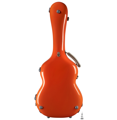 The underside of a “Luthier Series Carbon Case” by Leona Cases - Orange
