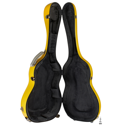 The inside of a “Luthier Series Carbon Case” by Leona Cases - Yellow