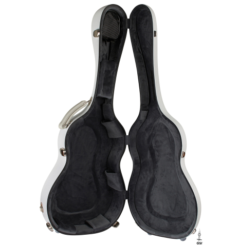 The inside of a “Luthier Series Carbon Case” by Leona Cases - Matte White