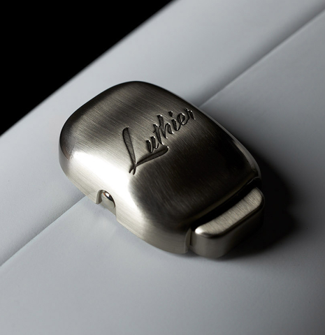The latch on a “Luthier Series Carbon Case” by Leona Cases - Matte White