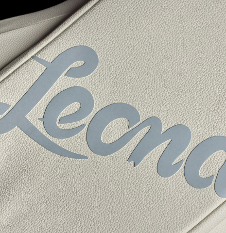 The logo on a “Luthier Series Carbon FLIGHT SUIT” by Leona Cases - White