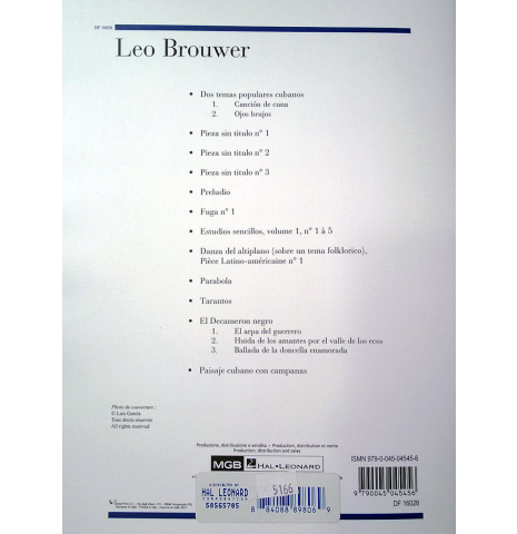The back of the book &quot;The Best of Leo Brouwer in 19 Pieces for Guitar&quot;