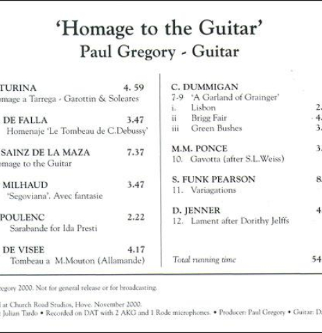 Homage to the Guitar, Paul Gregory
