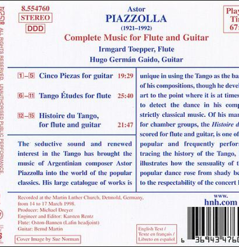 Piazzolla: Complete Music for Flute and Guitar, Hugo German Gaido