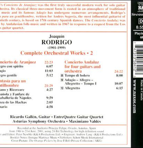 Rodrigo: Orchestral Works, Volume 2 w/Ricardo Gallen