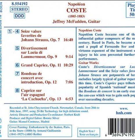 Coste: Seize valses favorites de Johann Strauss, Jeffrey McFadden