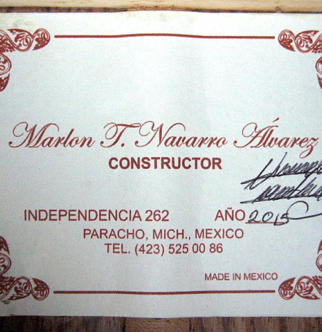 2015 Marlon Navarro Alvarez "Student Classical" CD/PE