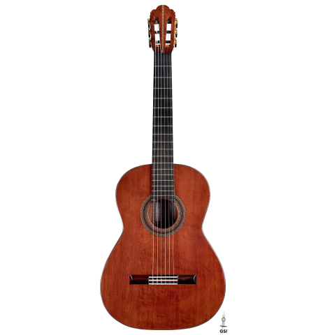 This is the front of a 2022 Ariel Ameijenda "Confessional" AL/BL classical guitar on a white background