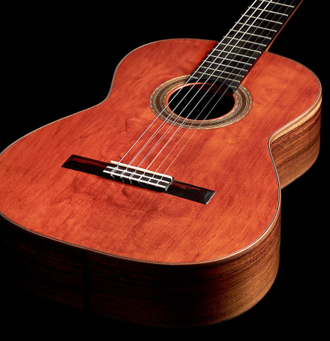 This is the alerce top front shot of a 2022 Ariel Ameijenda "Confessional" AL/BL classical guitar