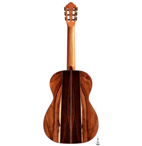 The back of a 2022 Ariel Ameijenda &quot;Confessional&quot; made of alerce and Uruguayan blackwood