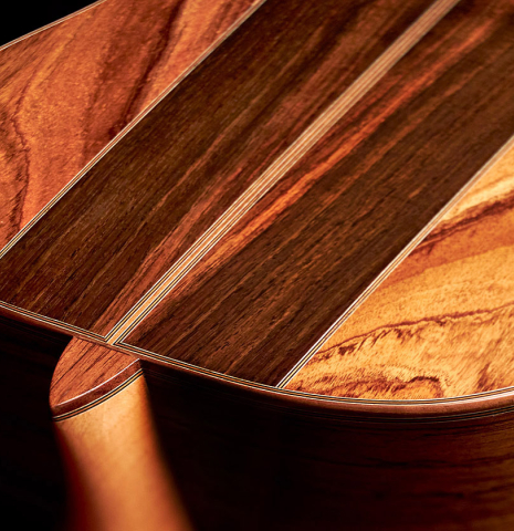 The back and heel of a 2022 Ariel Ameijenda &quot;Confessional&quot; made of alerce and Uruguayan blackwood