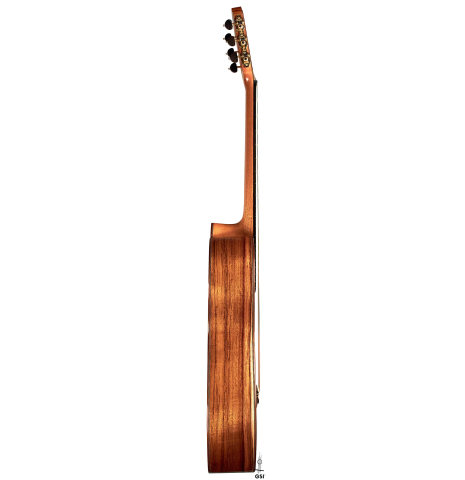The side of a 2022 Ariel Ameijenda &quot;Confessional&quot; made of alerce and Uruguayan blackwood