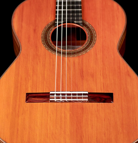 The front of a 2022 Ariel Ameijenda &quot;Confessional&quot; made of alerce and Uruguayan blackwood