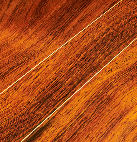 The back central wedge of a 2024 Ariel Ameijenda "1885 Torres - SE 51" classical guitar made of spruce and CSA rosewood