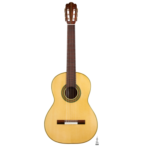 The front of a 2024 Ariel Ameijenda "1885 Torres - SE 51" classical guitar made of spruce and CSA rosewood