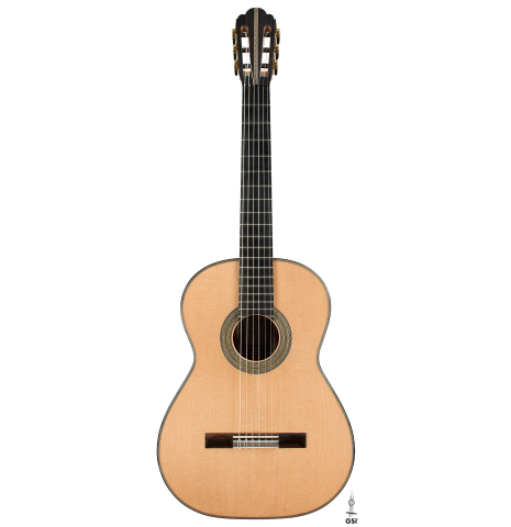 The front of a 2025 Ariel Ameijenda "70th Anniversary - Lightning Strikes" classical guitar made of cedar and CSA rosewood