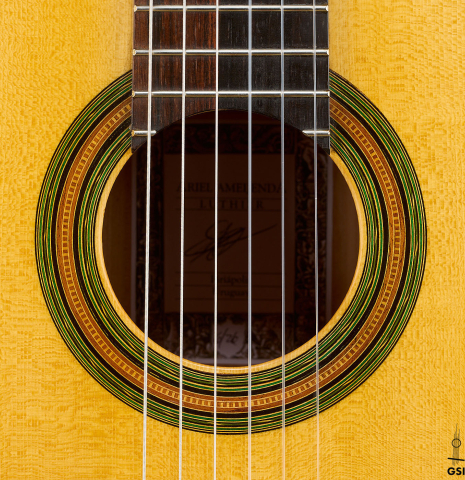 The rosette of a 2026 Ariel Ameijenda "1885 Torres - SE 81" classical guitar made of spruce and cypress