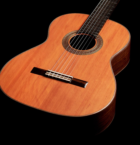 The soundboard and sides of a 2022 Ariel Ameijenda "Confessional" made of alerce and CSA rosewood