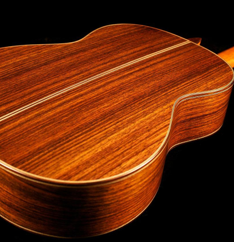 The back and sides of an Asturias &quot;Custom C&quot; a 640 mm scale classical guitar made of cedar and Indian rosewood