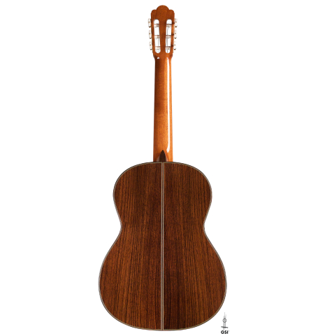 The back of an Asturias "Custom S" classical guitar made of spruce and Indian rosewood