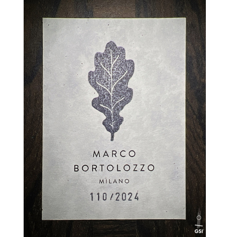 The label of a 2024 Marco Bortolozzo classical guitar made of spruce and ziricote