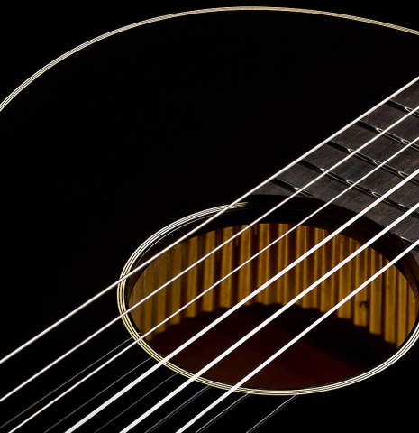 The top and tornavoz of a 2026 Marco Bortolozzo "Gold Record - REG Limited Edition" classical guitar made of spruce and satinwood