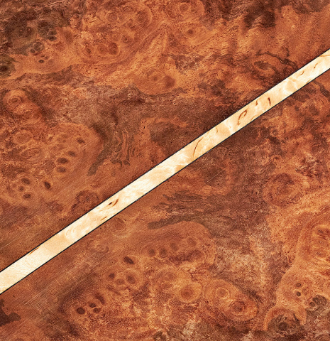 The dramatic set of European walnut used for the back and sides of a 2022 Tobias Berg CD/WN classical guitar