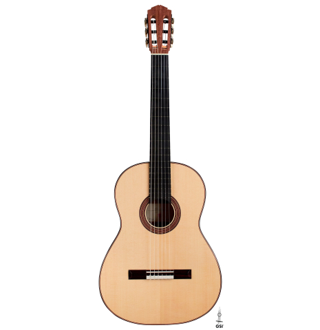 The front view of a 2022 Tobias Berg made with Spruce soundboard and Walnut back and sides