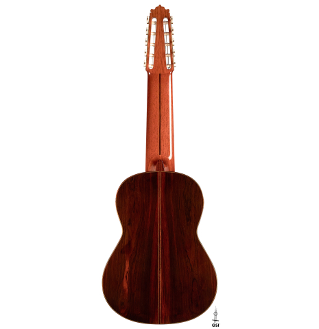 The back of a 1980 Paulino Bernabe "10-String" (ex Narciso Yepes) made with spruce top and CSA rosewood.