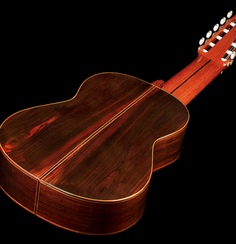 The back of a 1980 Paulino Bernabe "10-String" (ex Narciso Yepes) made with spruce top and CSA rosewood.