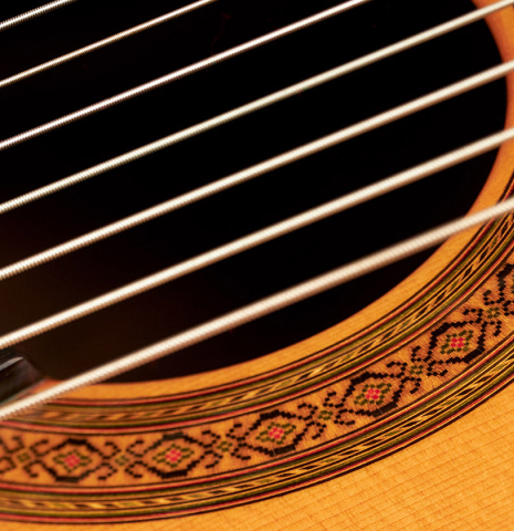 The nylon strings of a 1980 Paulino Bernabe "10-String" (ex Narciso Yepes) made with spruce top and CSA rosewood.