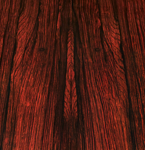 The back of a 1995 Paulino Bernabe (ex Marc Teicholz)  classical guitar made with cedar and CSA rosewood.